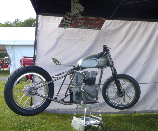 Le Bolide on his wheels at Café Racer Festival on Montlhéry.